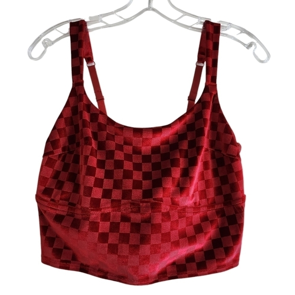 Colsie red velvet checkered soft bra size Large - Picture 1 of 5